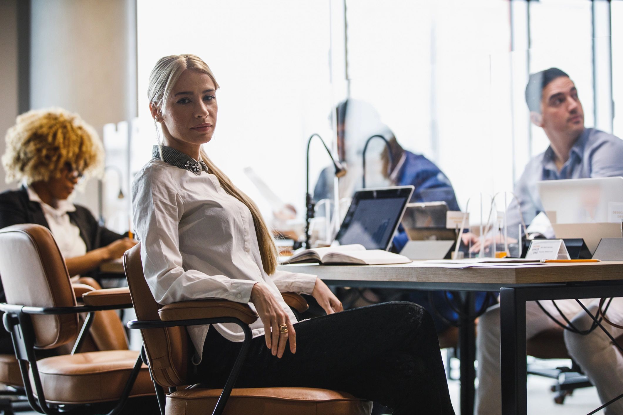 Professional businesswoman working in a co-working office